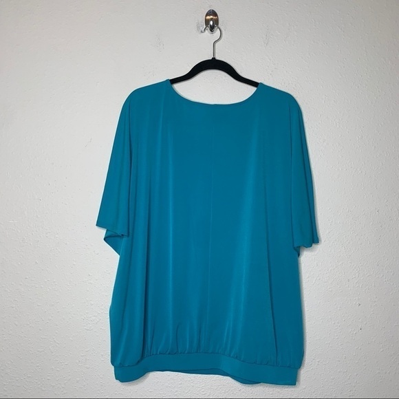Lane Bryant Blue Solid Flutter Sleeve Blouse Top - Picture 2 of 4